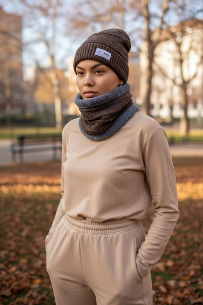 Wool Knitted Beanie Hat – Adjustable Winter Ski Cap with Embroidered Detail for Sports & Outdoor Activities