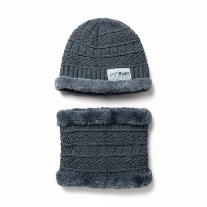 Wool Knitted Beanie Hat – Adjustable Winter Ski Cap with Embroidered Detail for Sports & Outdoor Activities