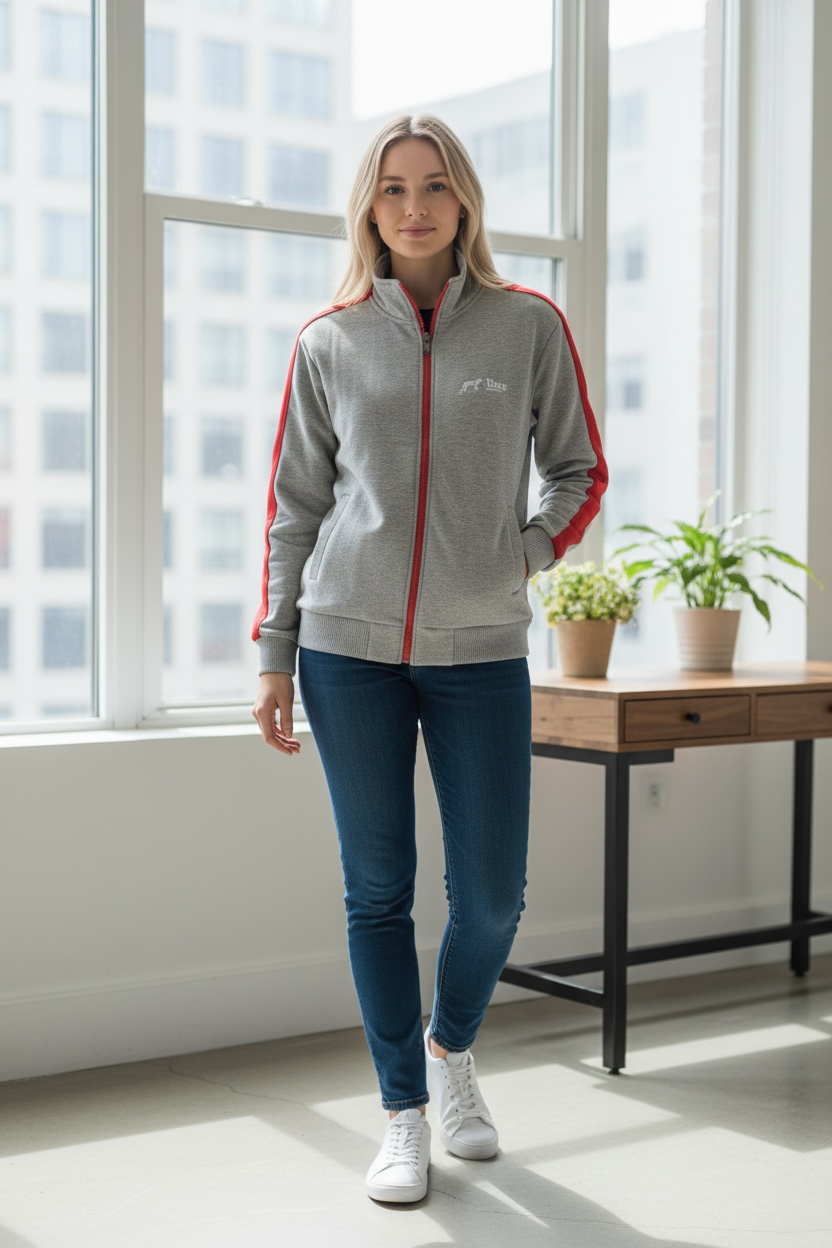 Full-Zip Fleece Jacket – Casual Warm Transitional Jacket for Fall & Winter