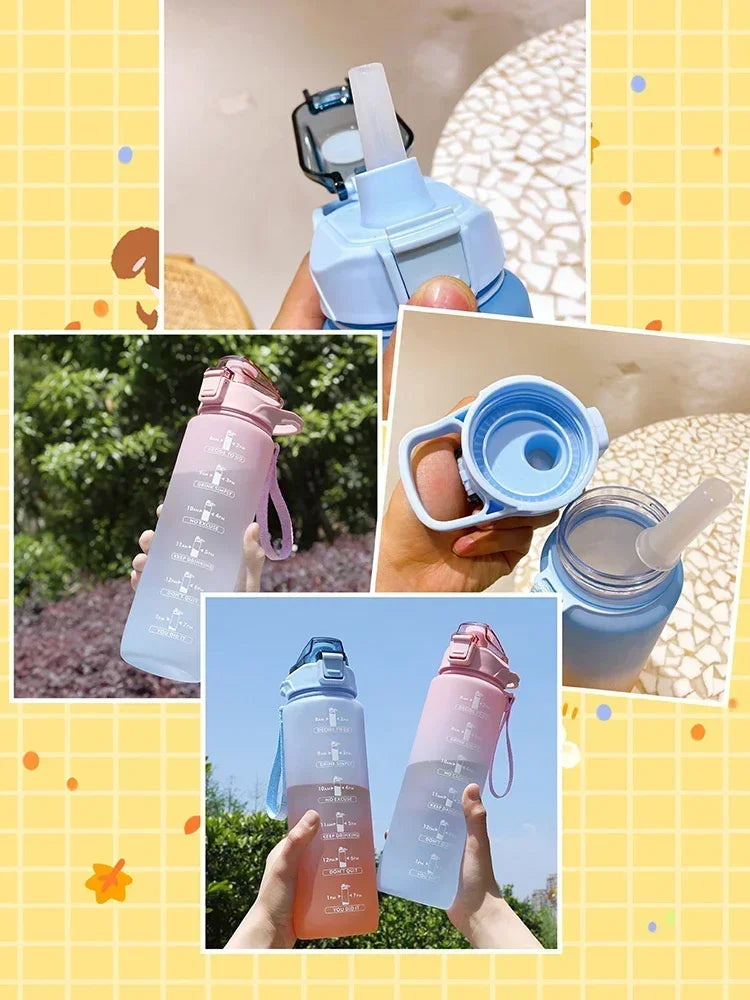 750ml Sports Water Bottle – Leakproof, High-Temperature Resistant, BPA-Free with Straw & One-Hand Flip Lid – Gradient Frosted Design