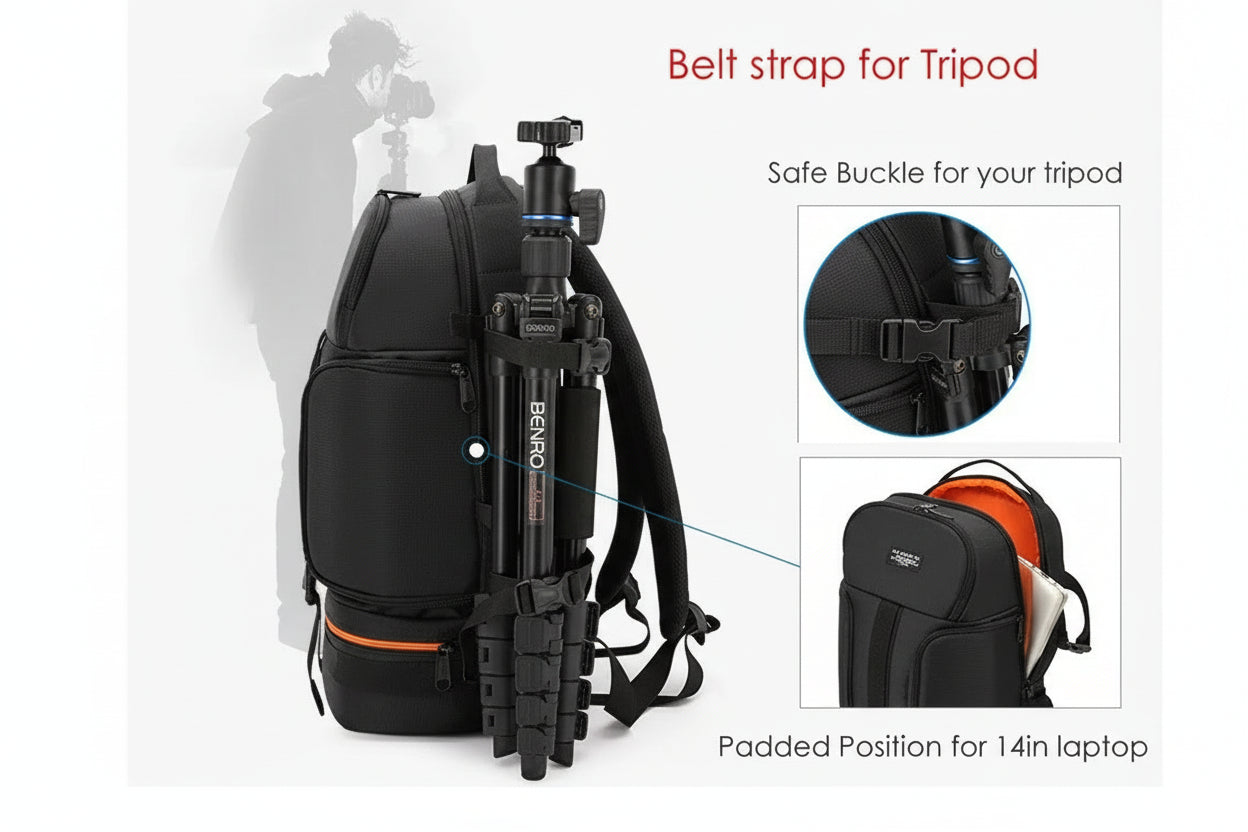 ProShield™ Waterproof Camera Backpack – Shockproof DSLR Bag with Laptop Sleeve & Tripod Holder (15.6”)