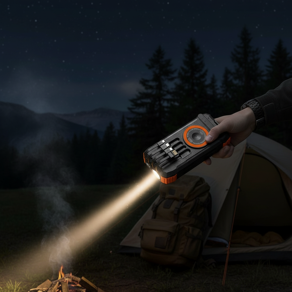 RamePower™ TitanCharge Pro 100000mAh Solar Power Bank – 22.5W Fast Charging | Wireless Charger | Built-in Cables | LED Flashlight