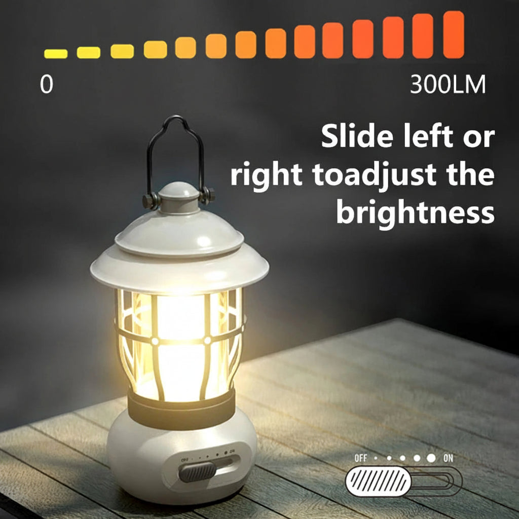 LumiVintage™ Retro LED Camping Lantern – USB Rechargeable Portable Outdoor Tent & Emergency Light