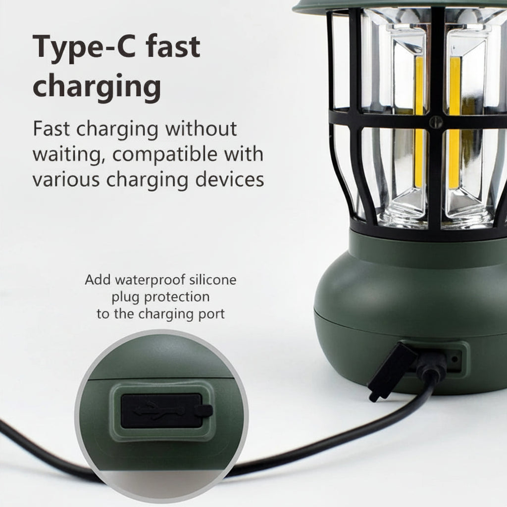 LumiVintage™ Retro LED Camping Lantern – USB Rechargeable Portable Outdoor Tent & Emergency Light