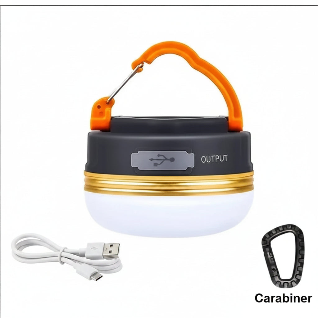 SolarGlow™ Rechargeable LED Camping Lantern with Foldable Floodlight & Power Bank