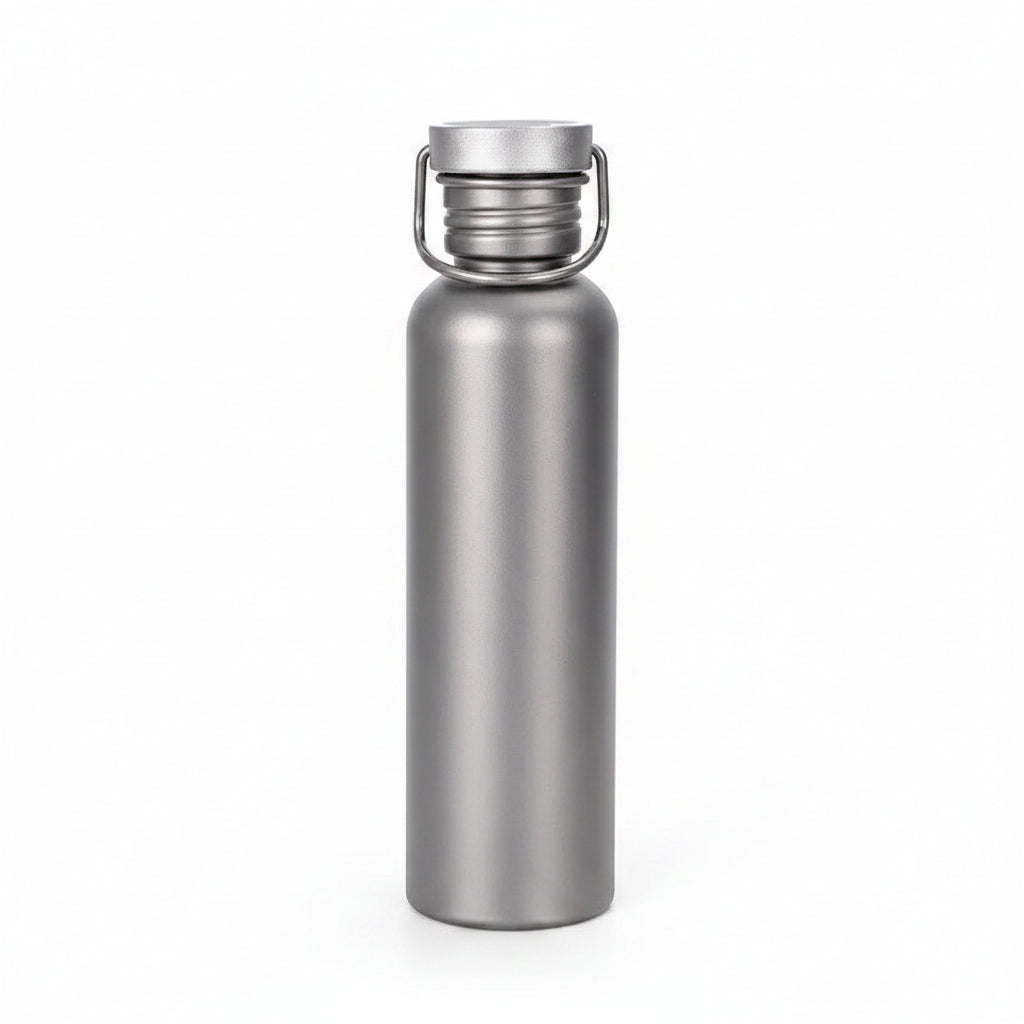 Titanium Outdoor Water Bottle 500ml/600ml/750ml – Ultra Lightweight Metal Cycling & Camping Bottle with Strap for Hiking, Riding & Travel