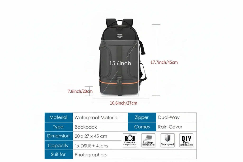 ProShield™ Wasserdichter Kamera-Rucksack – Stoßfeste DSLR-Tasche mit Laptopfach & Stativhalterung (15.6”)