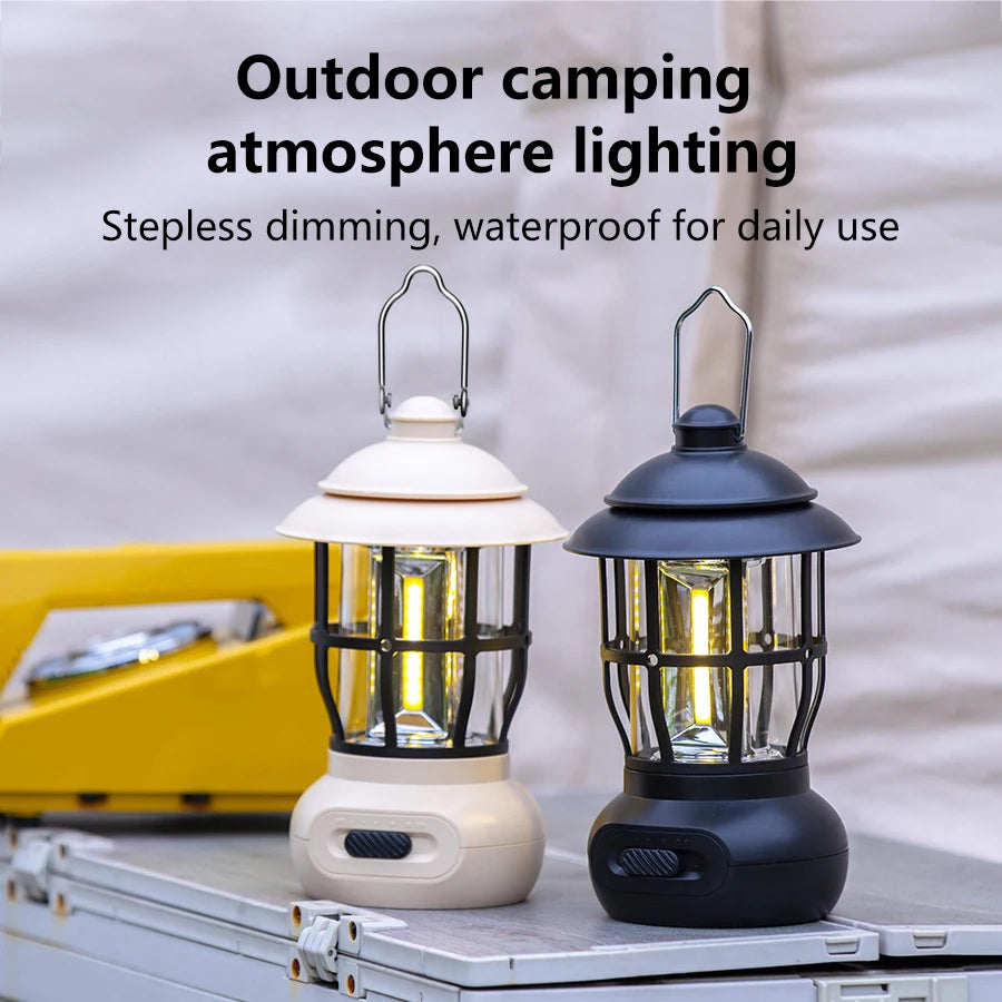 LumiVintage™ Retro LED Camping Lantern – USB Rechargeable Portable Outdoor Tent & Emergency Light