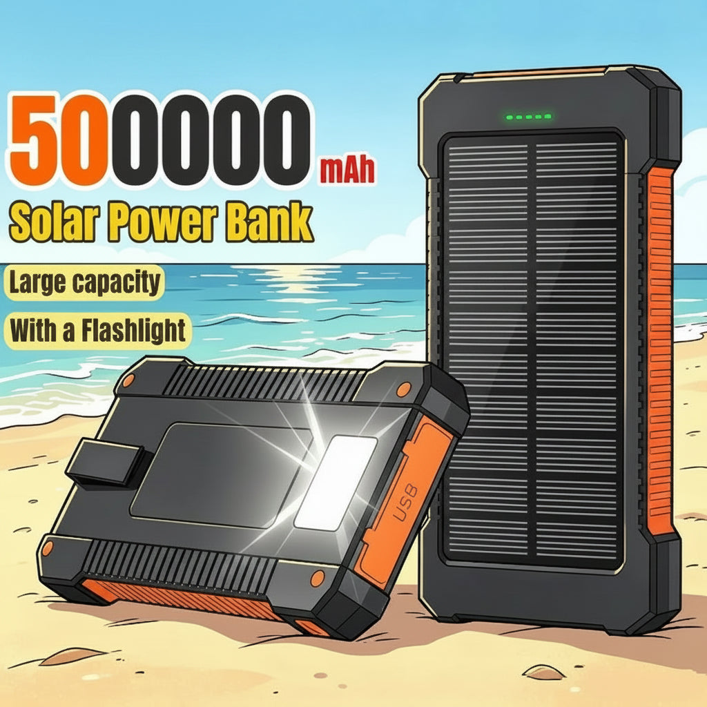 RamePower SolarTitan Pro Max™ 500000mAh Solar Power Bank – Ultra Fast Charging Outdoor Power Station with LED Flashlight - 500000mAh Ultra-High Capacity | Fast Charging | Solar Recharge | LED Flashlight | Outdoor & Emergency Power Station