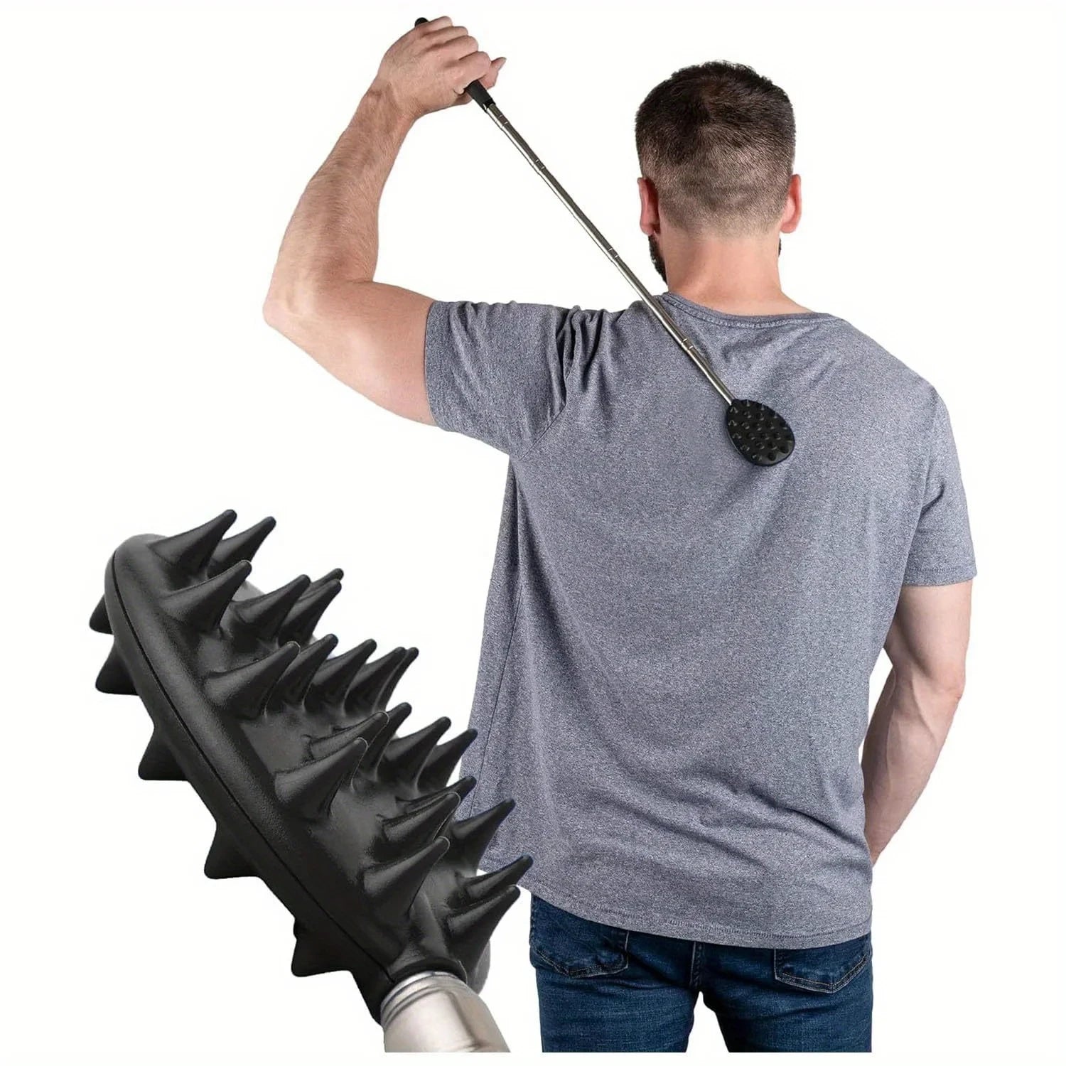 RameRelax Cactus Back Scratcher Massager – Dual Spike Design (0.25” & 0.5”) Long Handle Itch Relief Tool for Men & Women – Durable PVC Body Scratching Stick