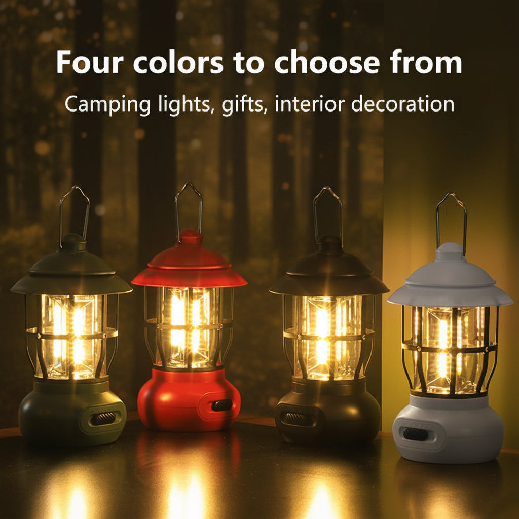 LumiVintage™ Retro LED Camping Lantern – USB Rechargeable Portable Outdoor Tent & Emergency Light